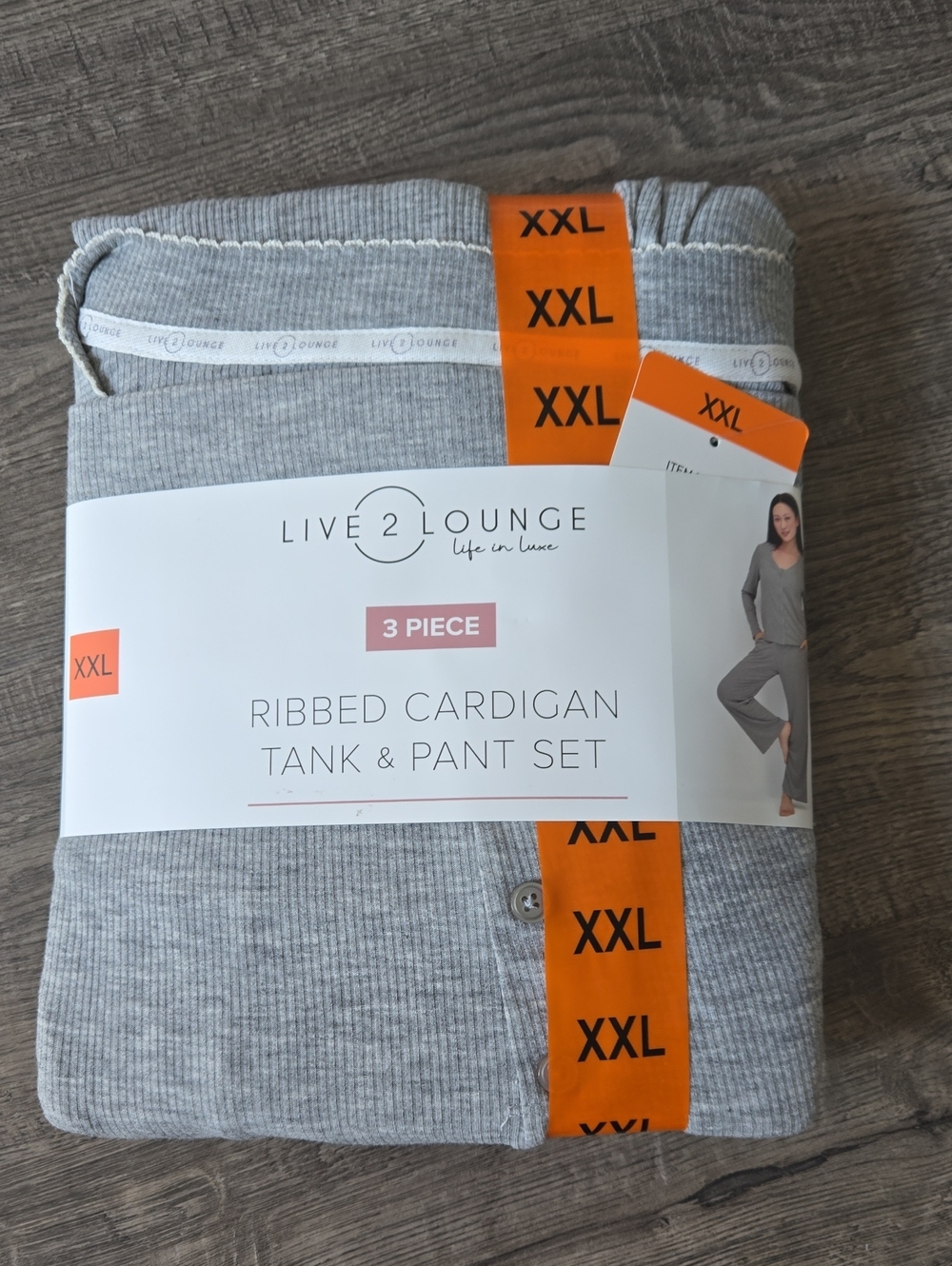 Live 2 Lounge Men's Ribbed Cardigan Tank & Pant Set - Gray (XXL)